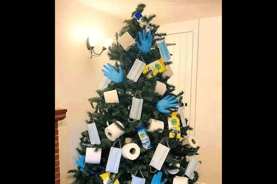 pandemic themed christmas tree