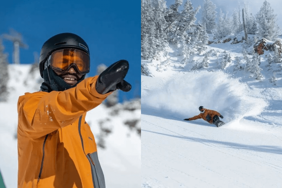 man snowboarding