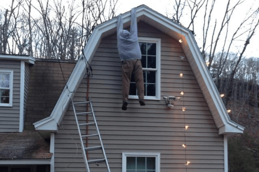 dummy hanging on the roof