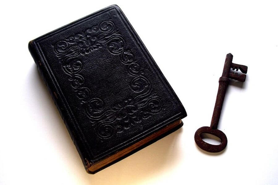 black book next to key