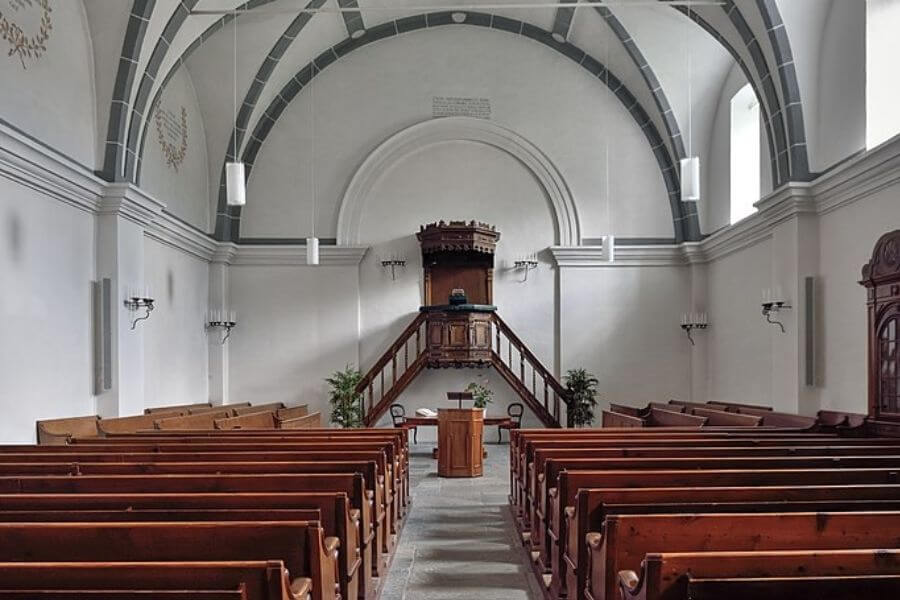 the inside of an empty church