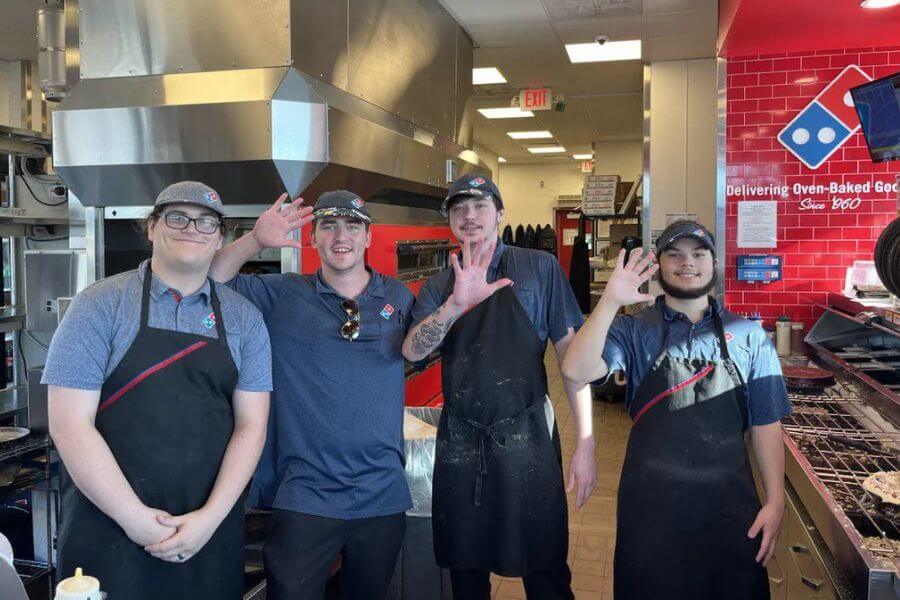 Domino's employee in the kitchen