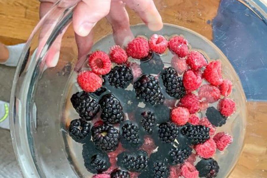 berries inside a bowl with water