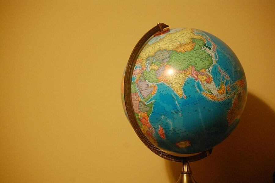 Globe with yellow background