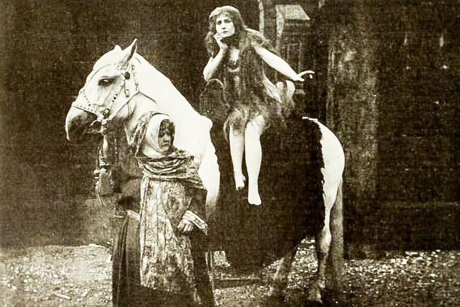 Film still from 1911 production of Lady Godiva by Vitagraph