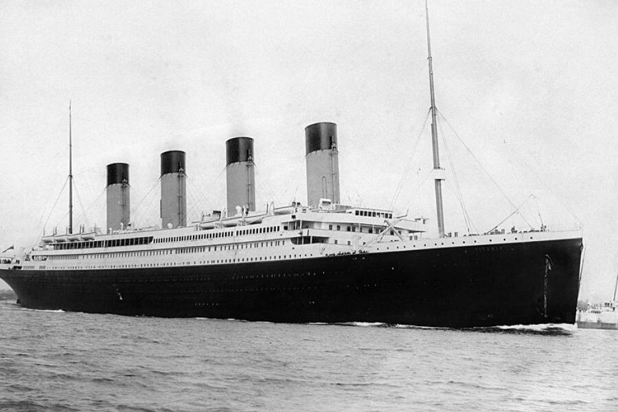 The Titanic sailing in 1912 