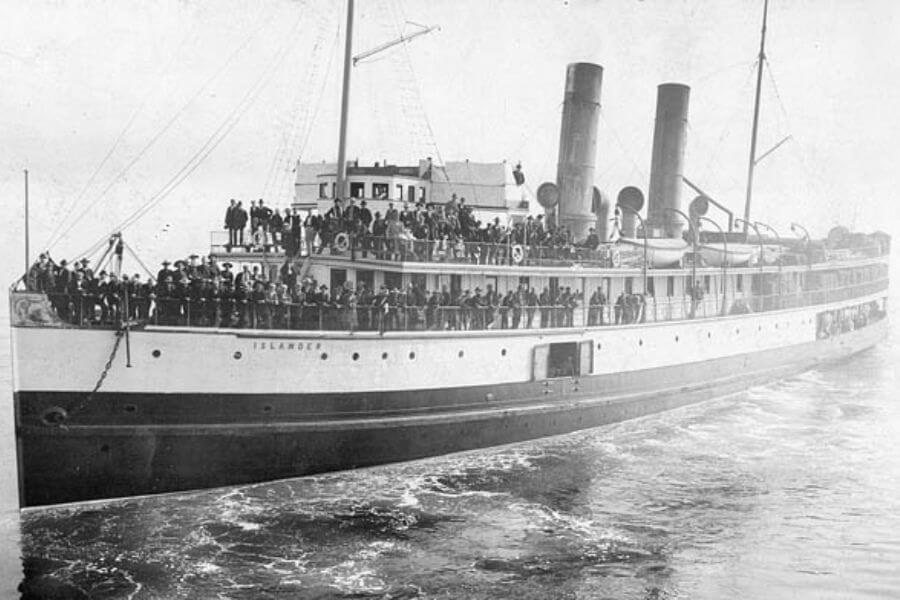 Black and white picture of the ss islander ship