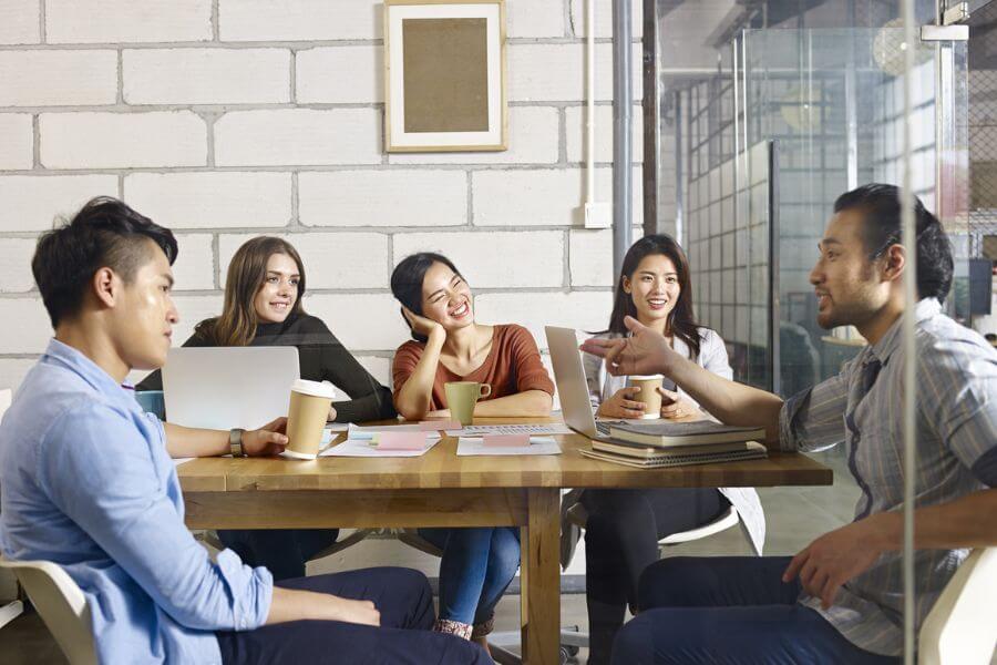 Multiethnic business team meeting in office