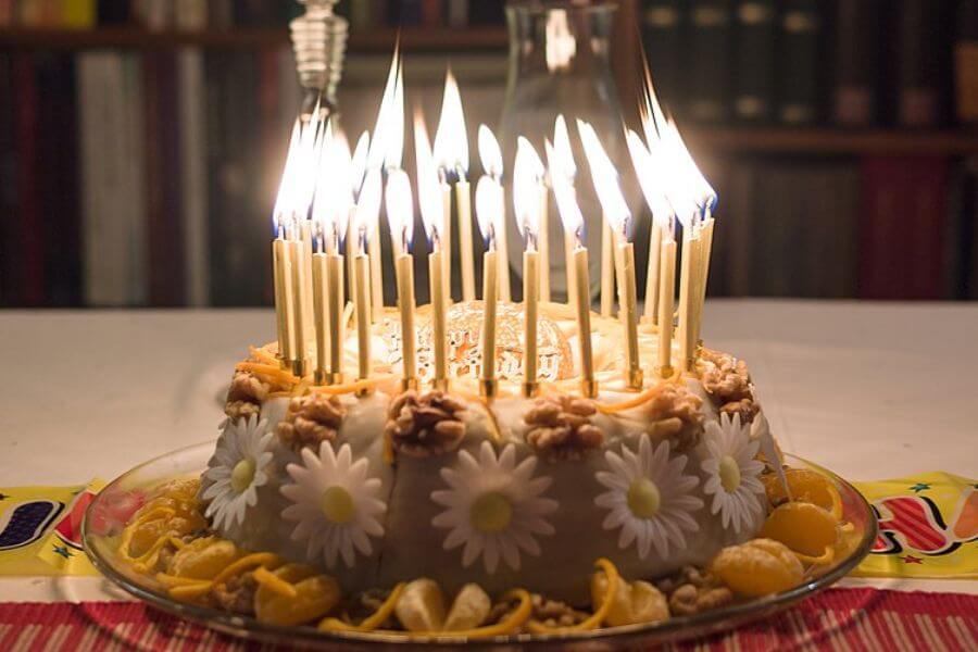 birthday cake with candles