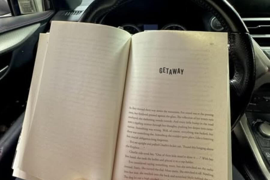 reading inside car