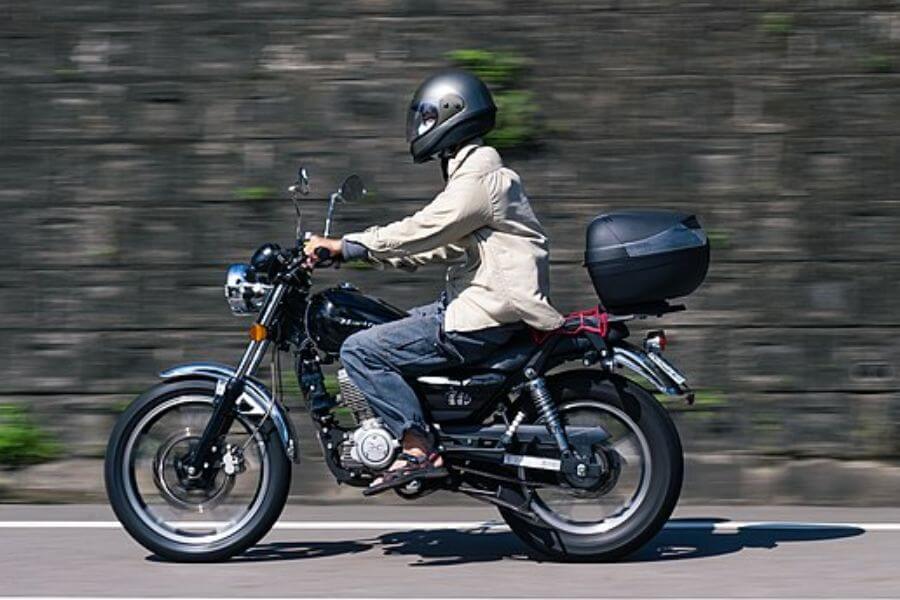 motorcyclist driving at high speed