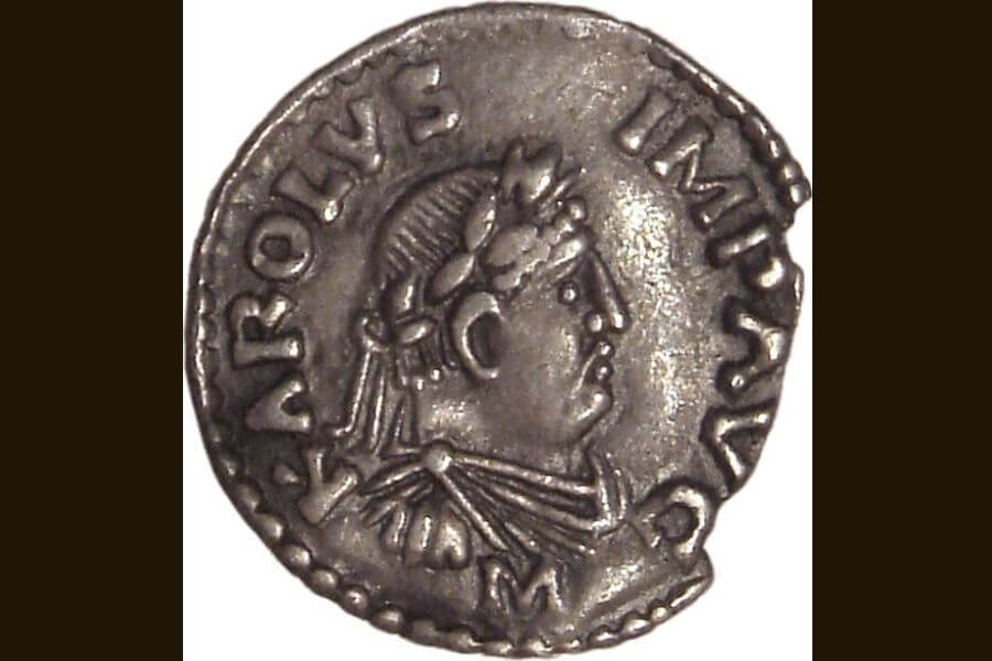 A denarius of Charlemagne dated c. 812–814 w