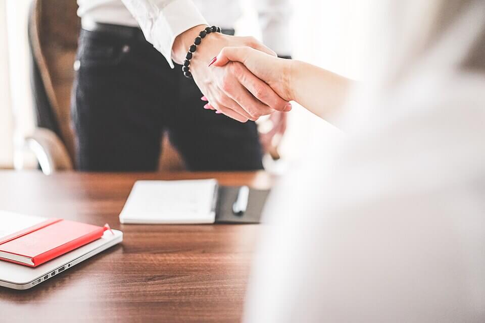 Man woman handshake