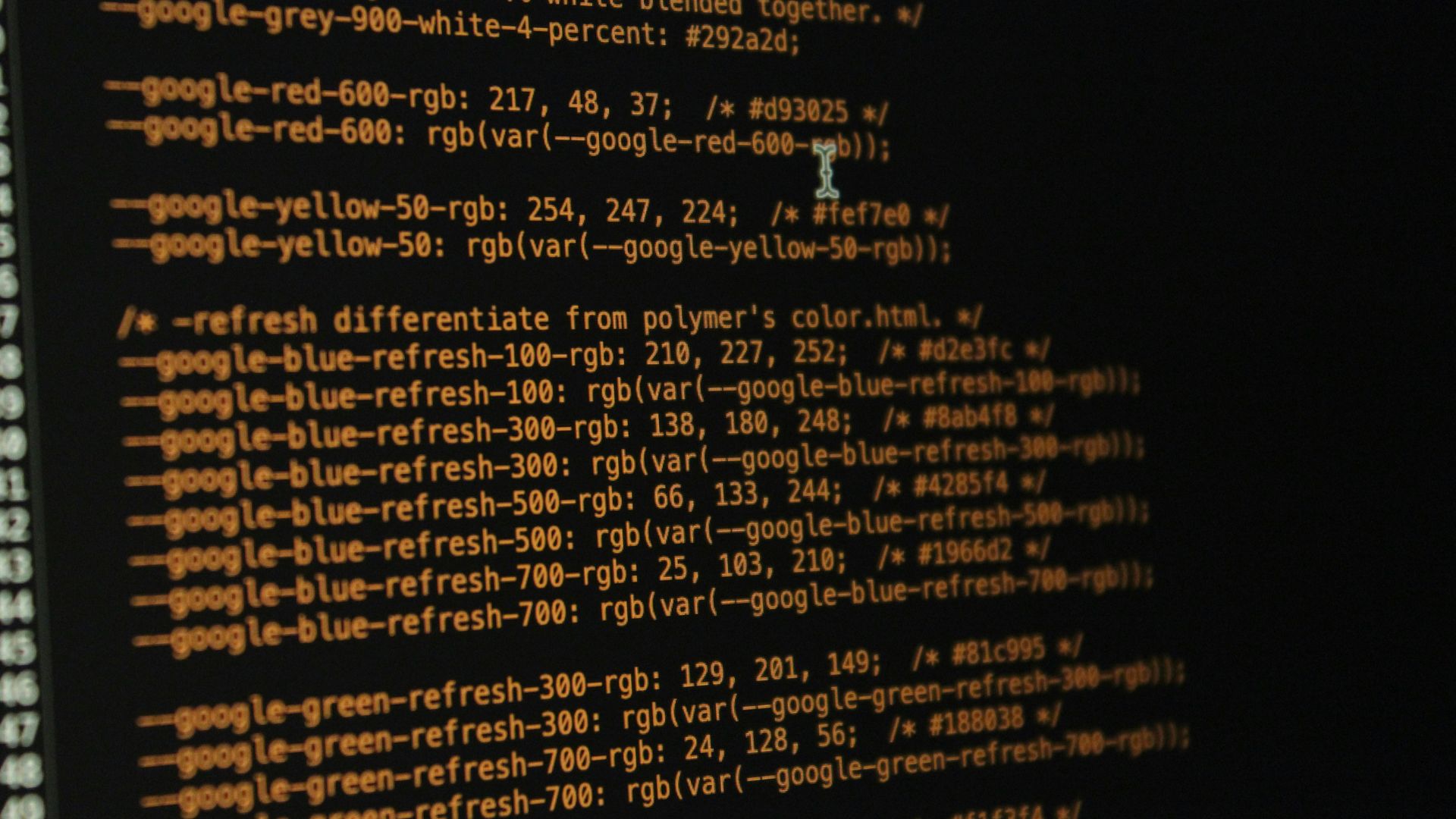 Text displayed on a computer screen in close-up view