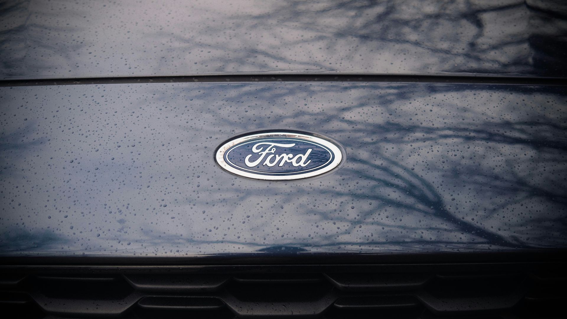 Close-up of a Ford emblem on a car