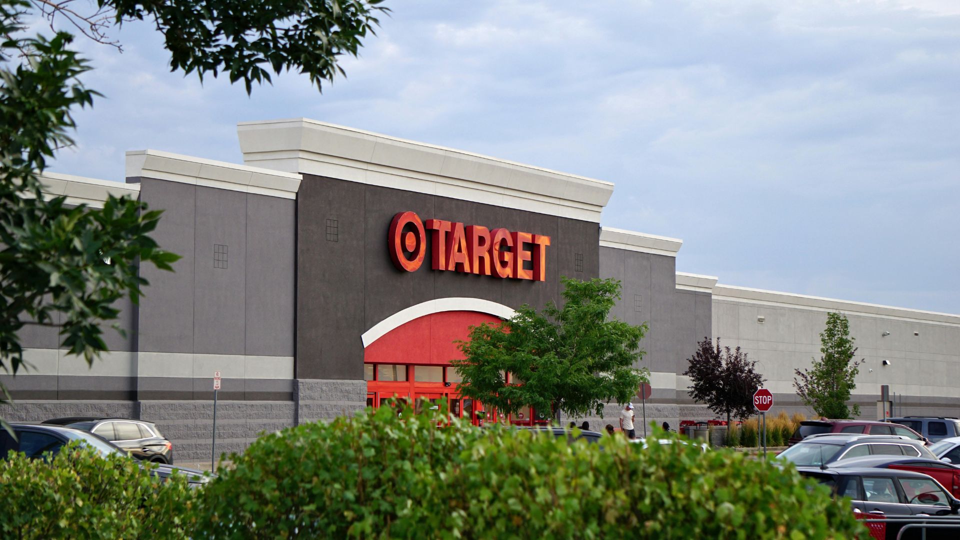 Gray building with a Target logo on the front