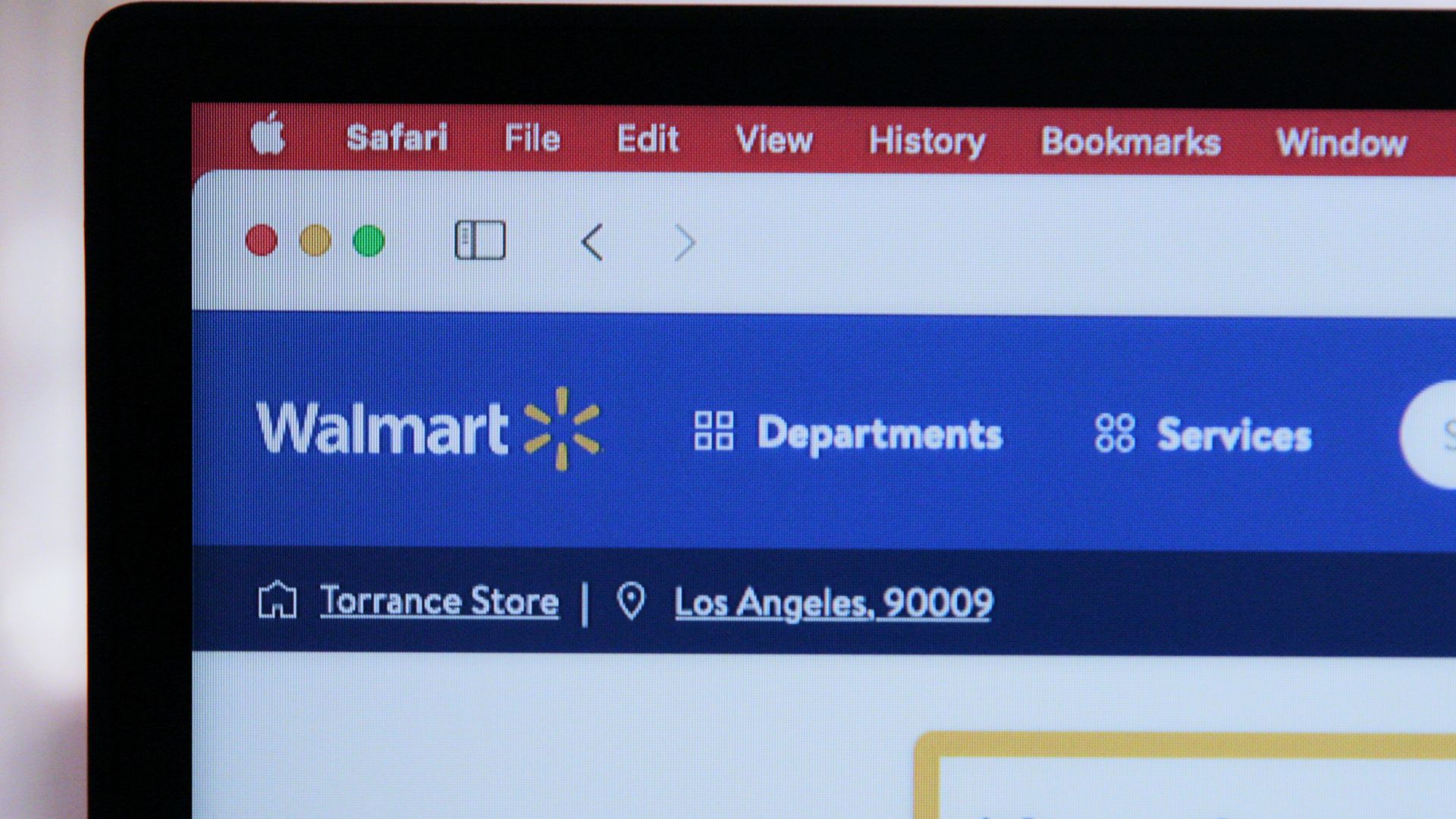 Computer screen displaying the Walmart logo