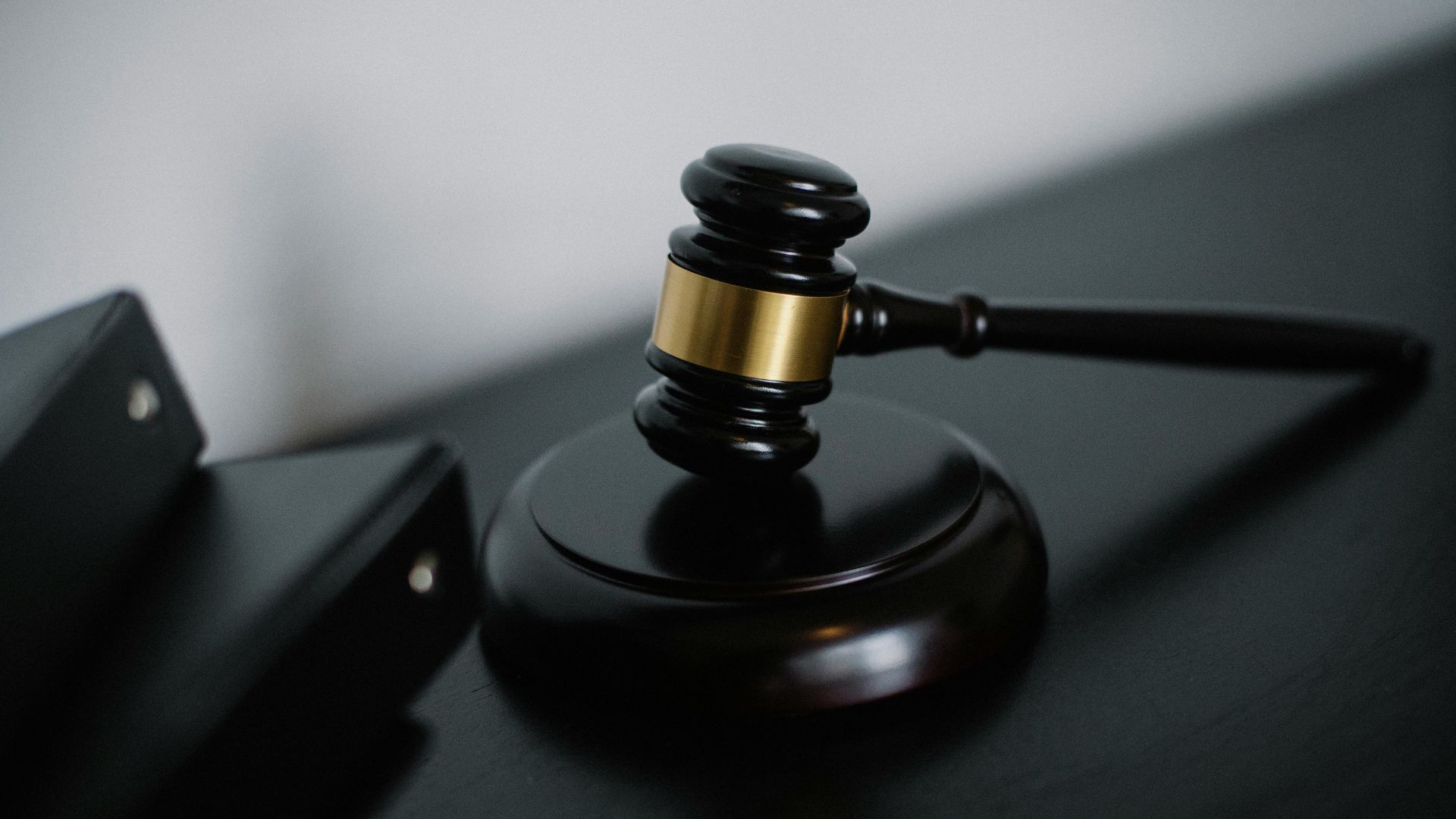 Close-up view of a wooden gavel used in court