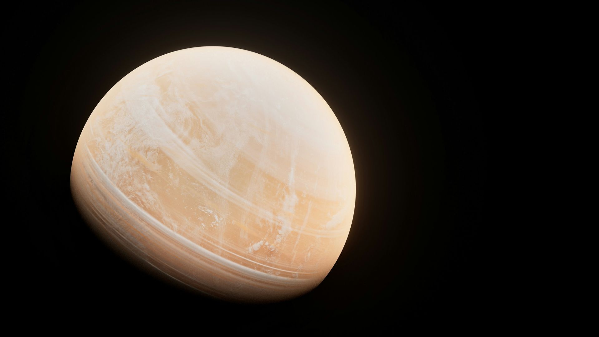 Artistic illustration of the planet Venus showing its cloudy atmosphere and bright yellow surface
