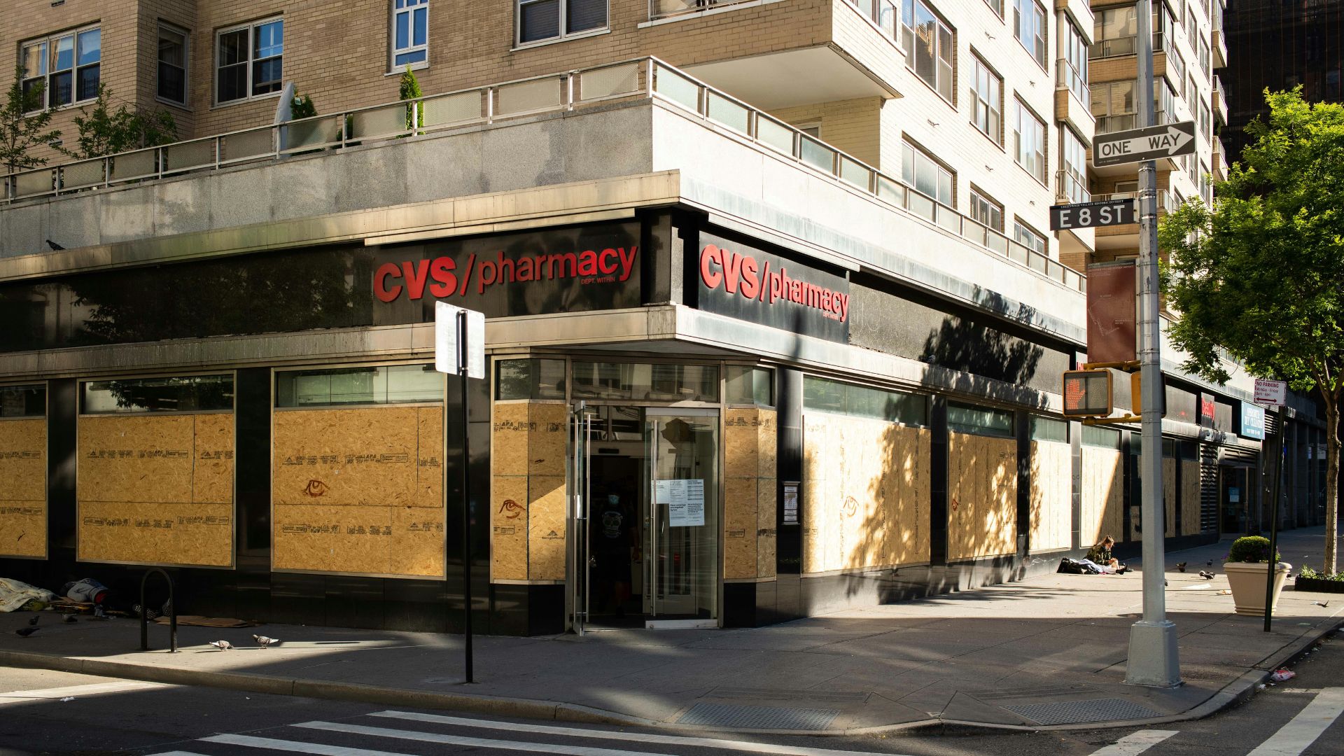 Brown and white building that once operated as a Rite Aid store