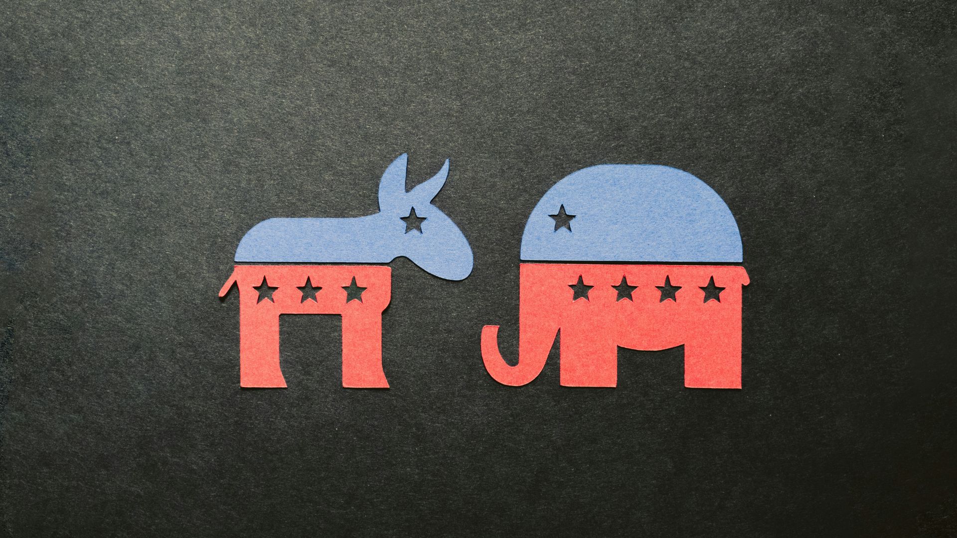 Illustration of an elephant and a donkey representing U.S. political parties