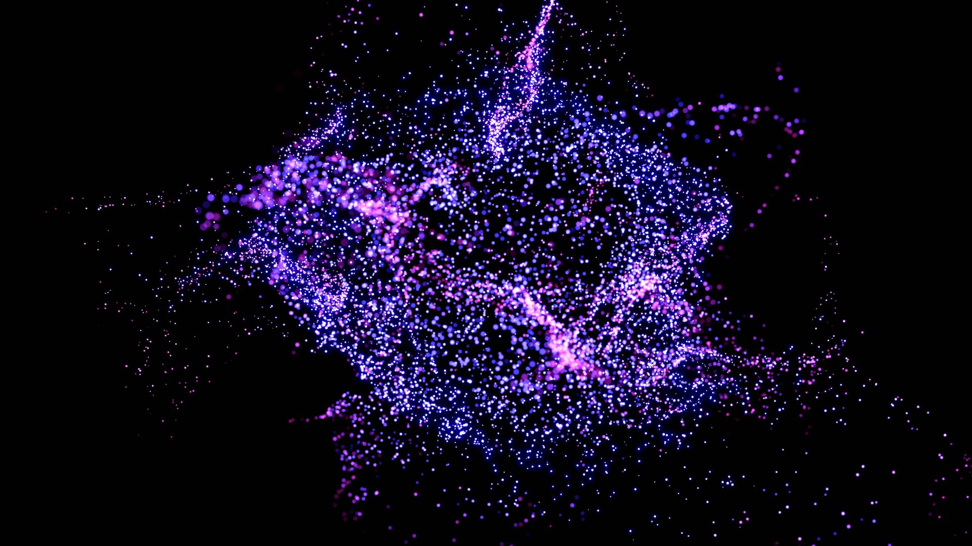 Purple and black background filled with small glowing dots representing entangled particles.