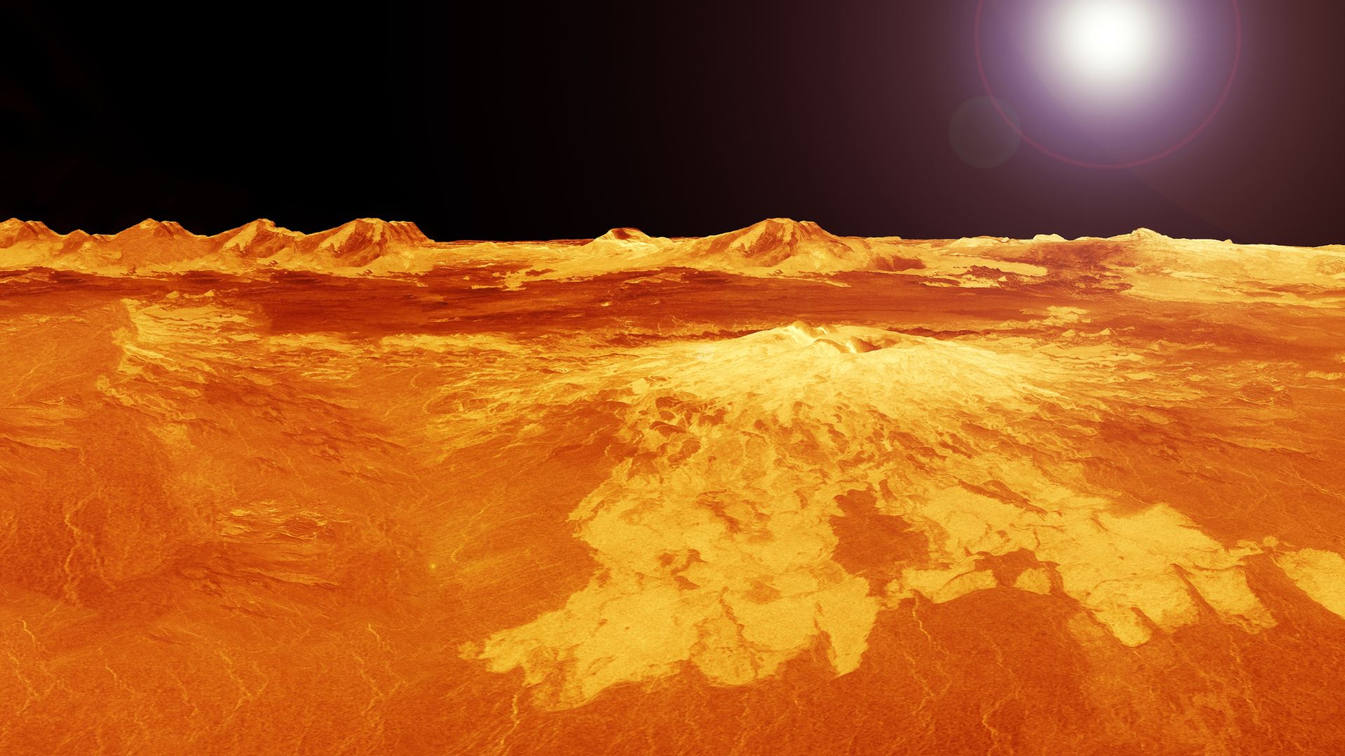 Artistic surface rendering of Venus showing ridges and cracks created by subsurface forces
