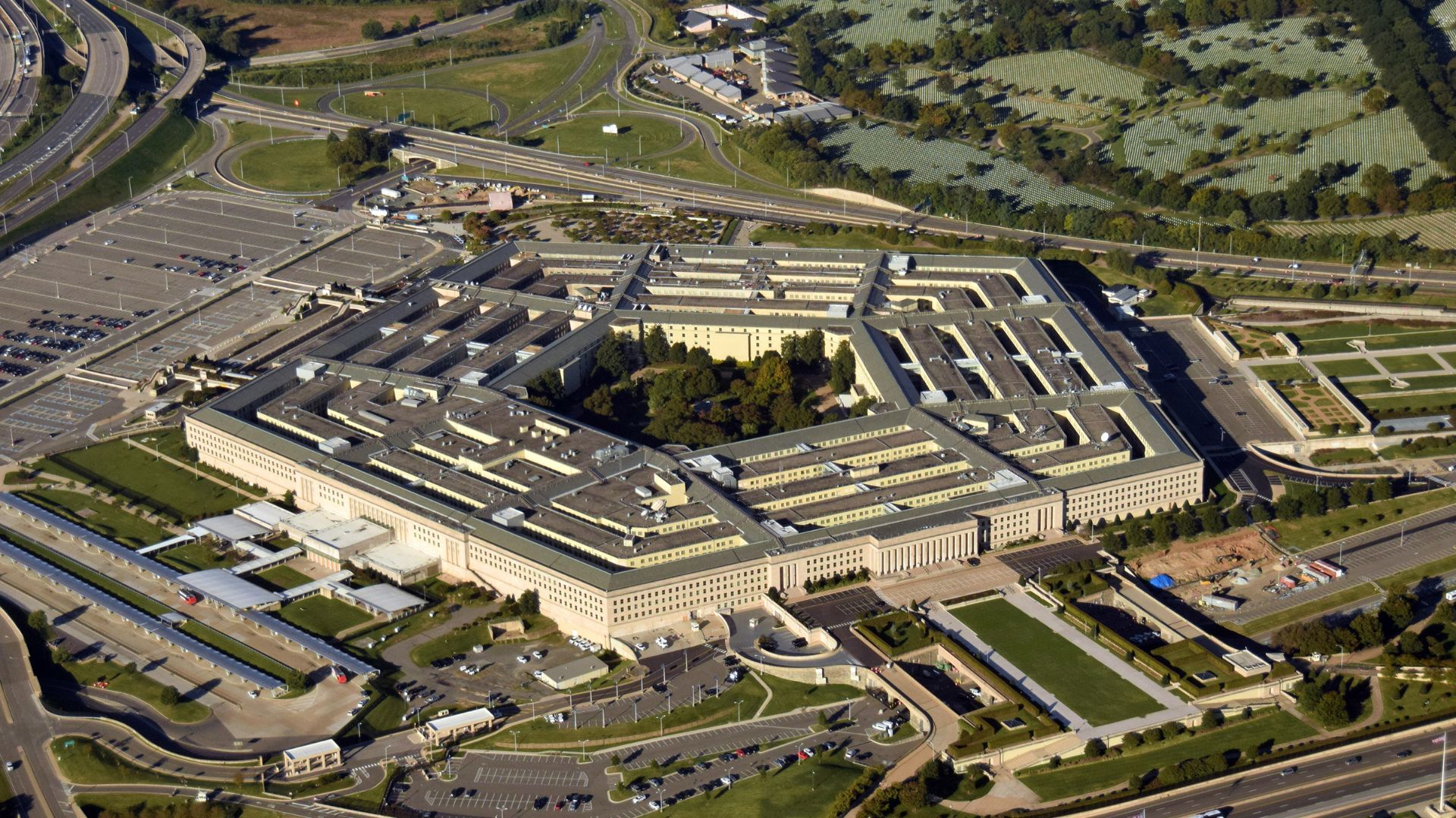 Aerial view of the Pentagon building in Washington, D.C.