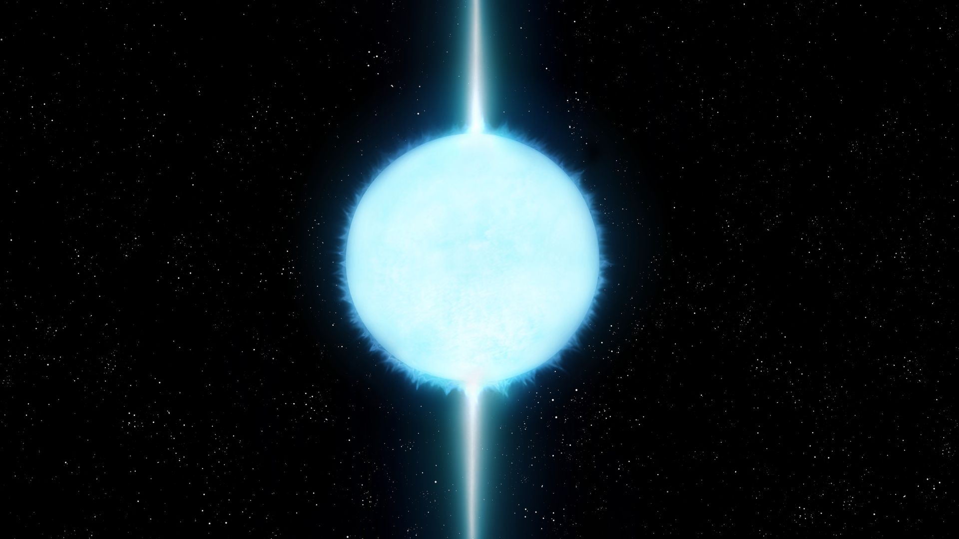 Bright neutron star with glowing cosmic effects around it
