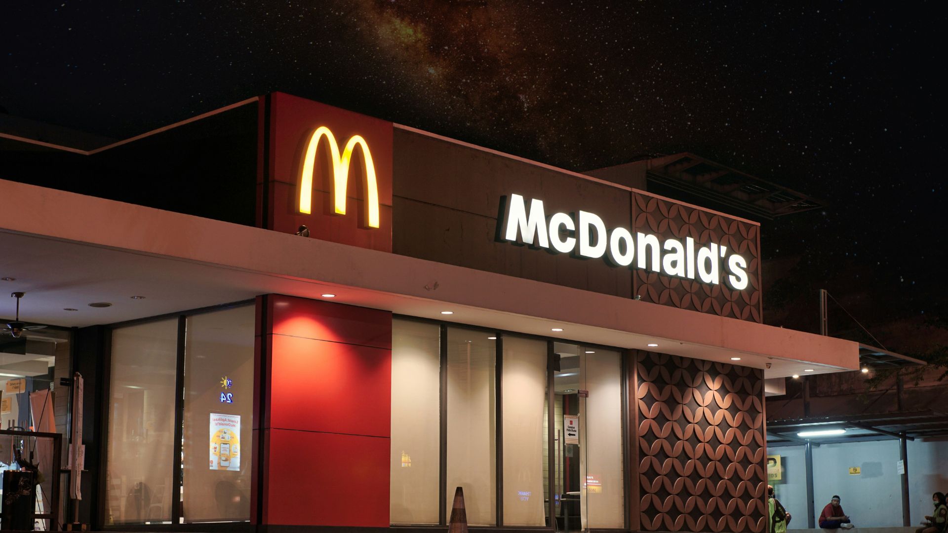 McDonald’s restaurant at night with bright lights