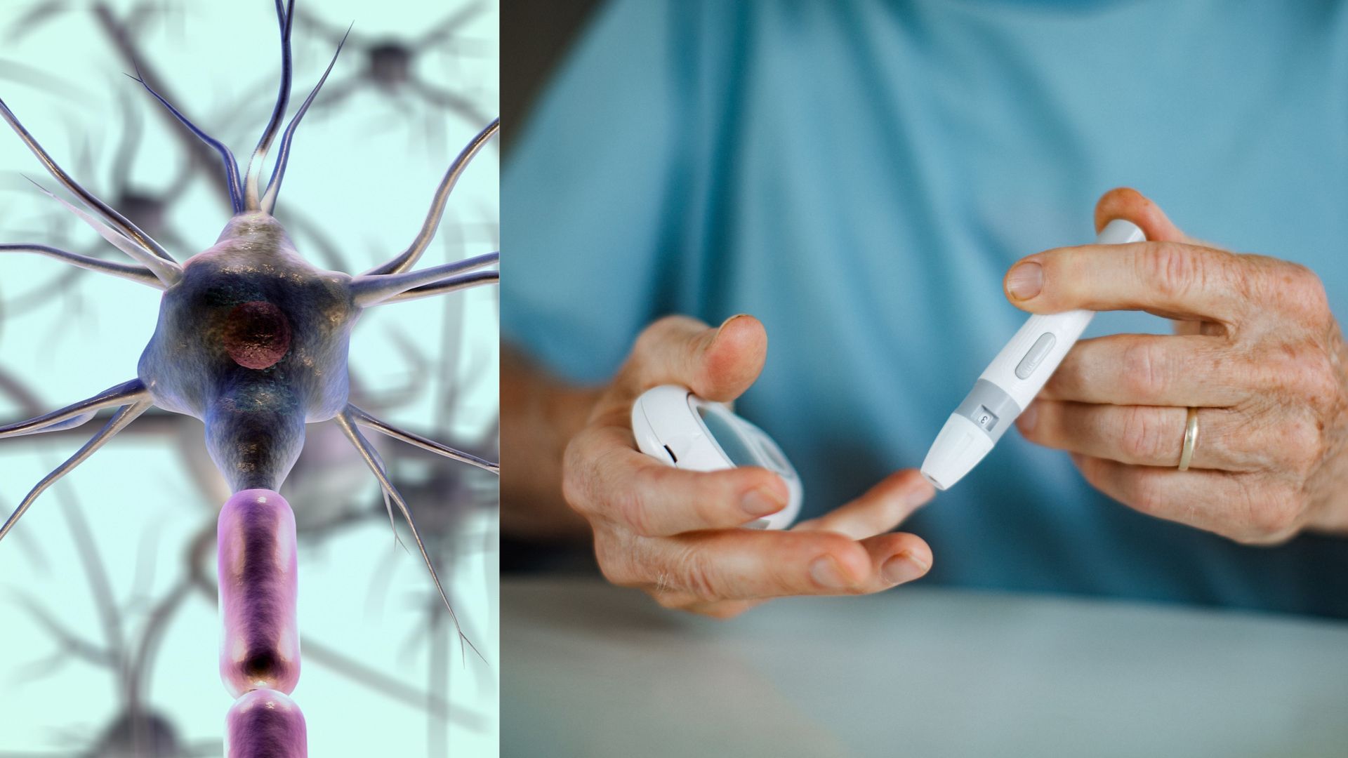 Senior man in a wheelchair checking his blood sugar with a glucose meter