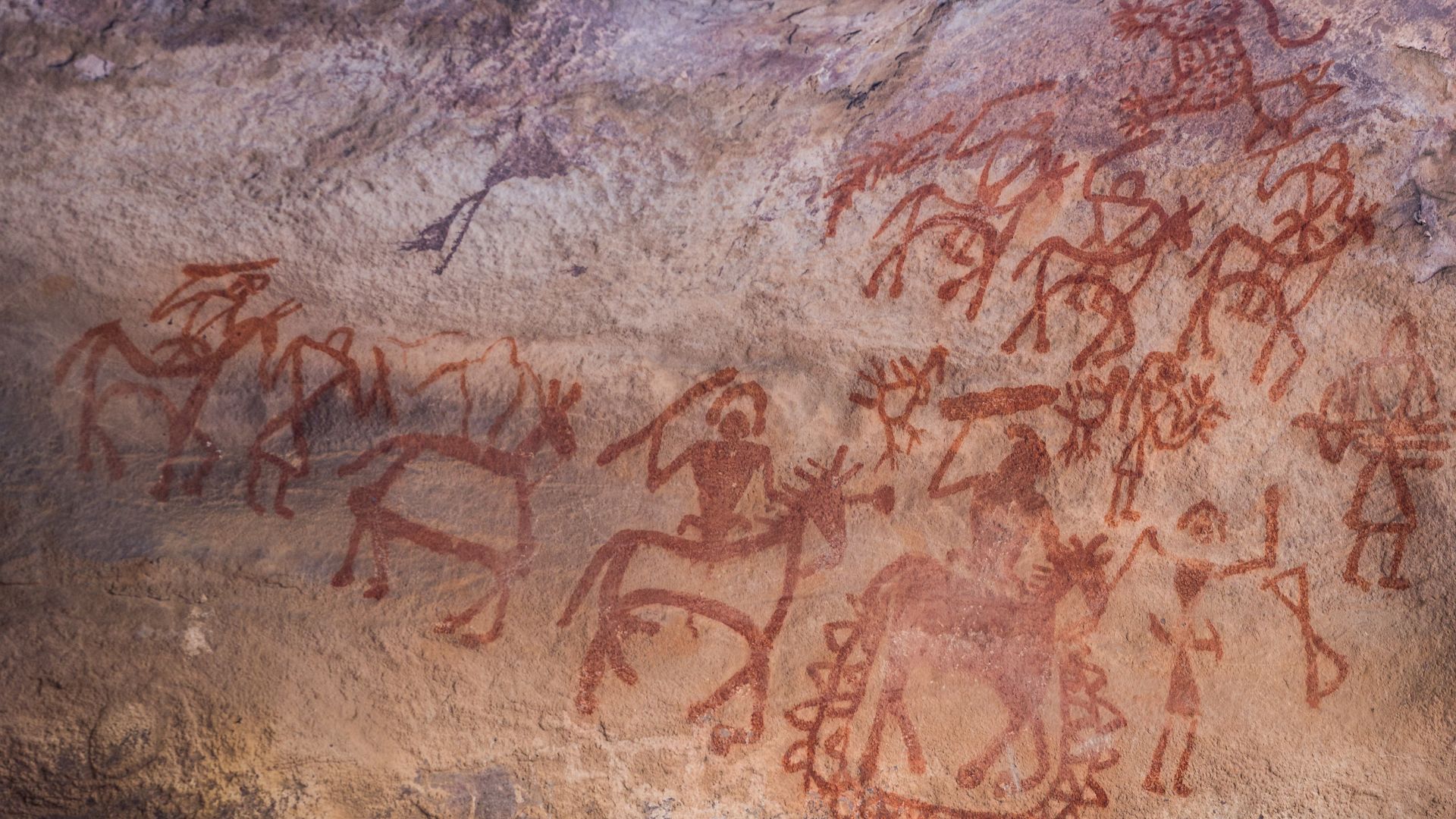 Dense cluster of ancient petroglyphs carved into rock surfaces before Spanish colonization