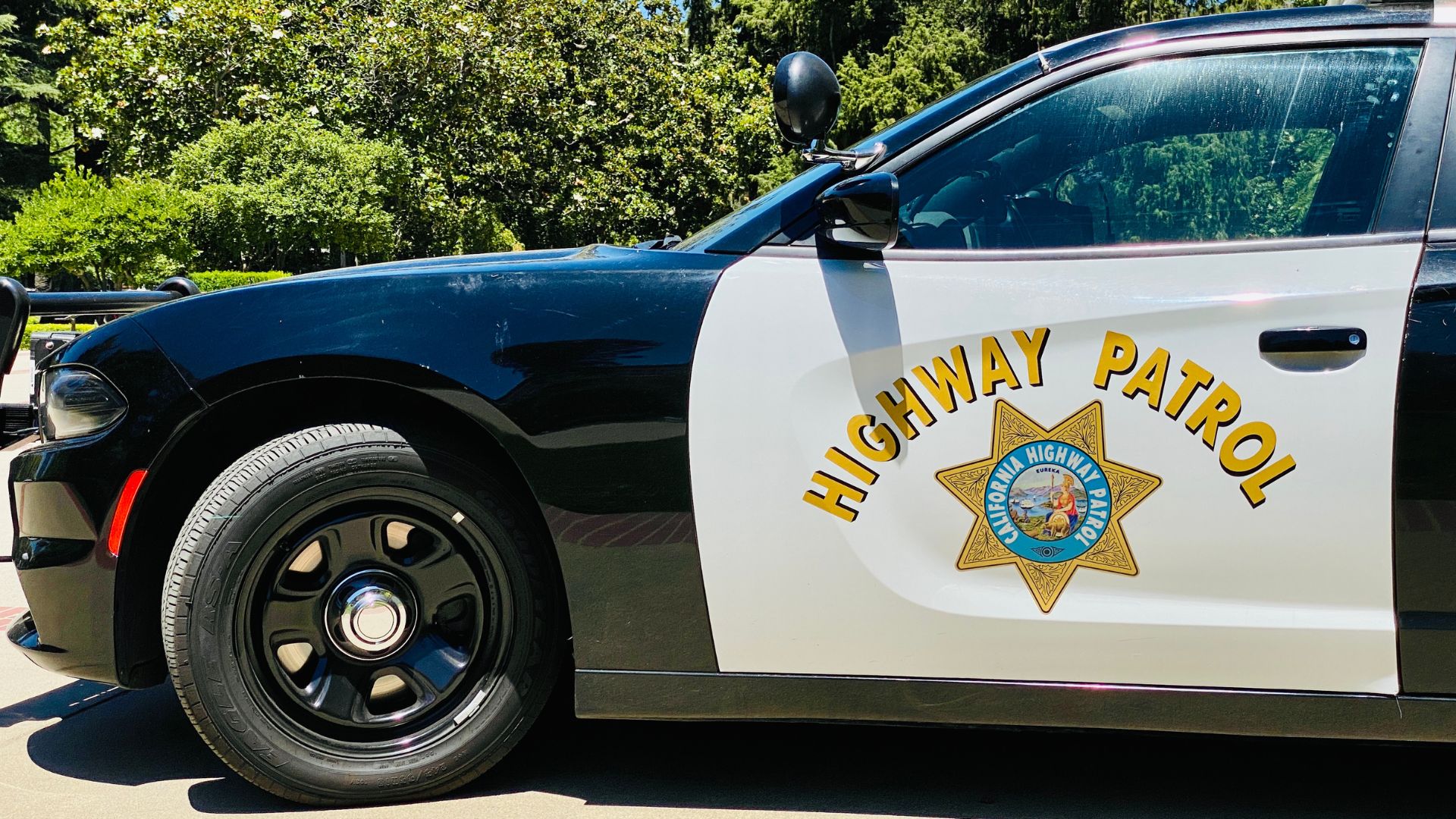 Closeup of a California Highway Patrol badge on an officer’s uniform