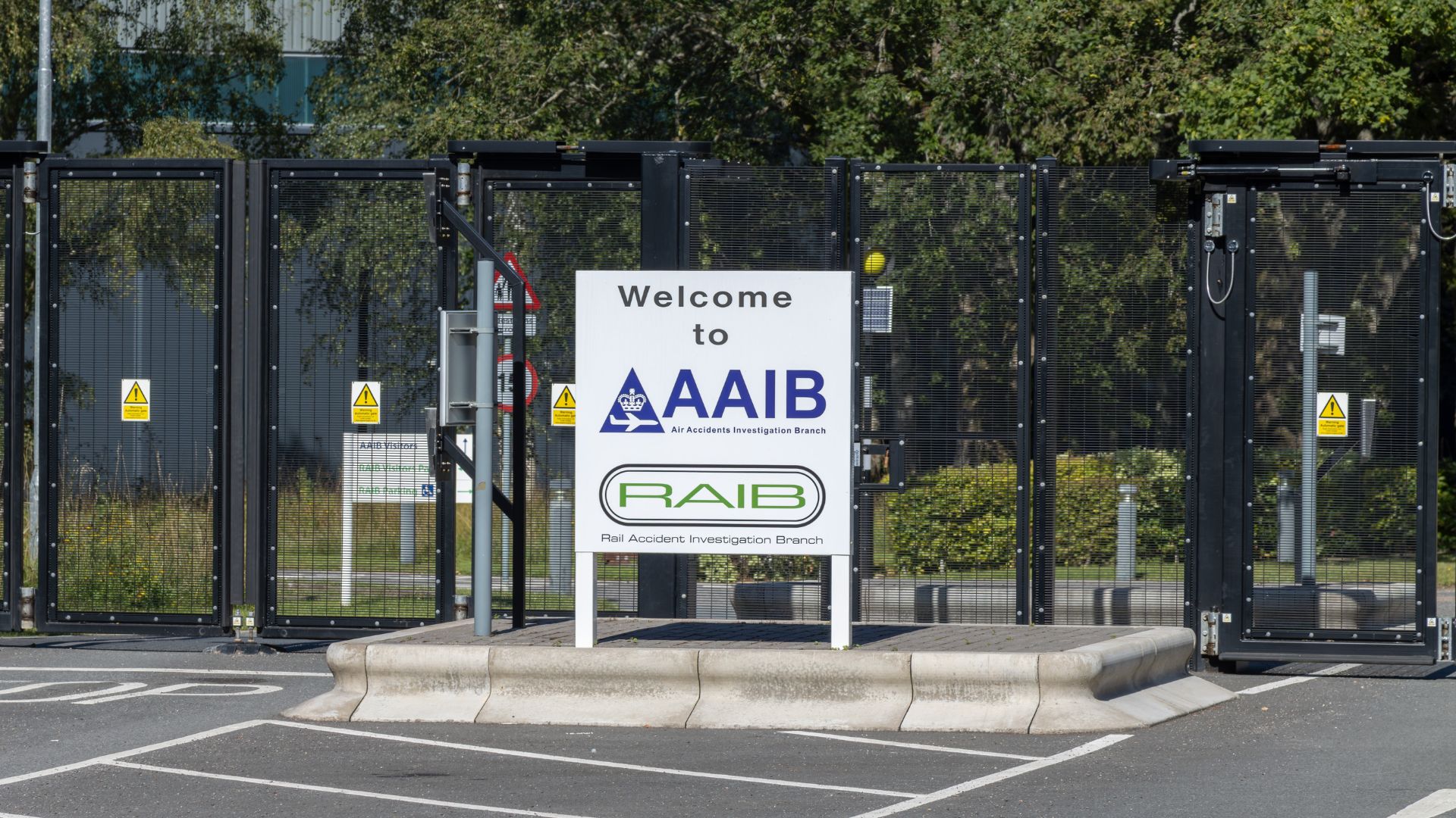 Yellow and blue AAIB investigation aircraft on display at an air show