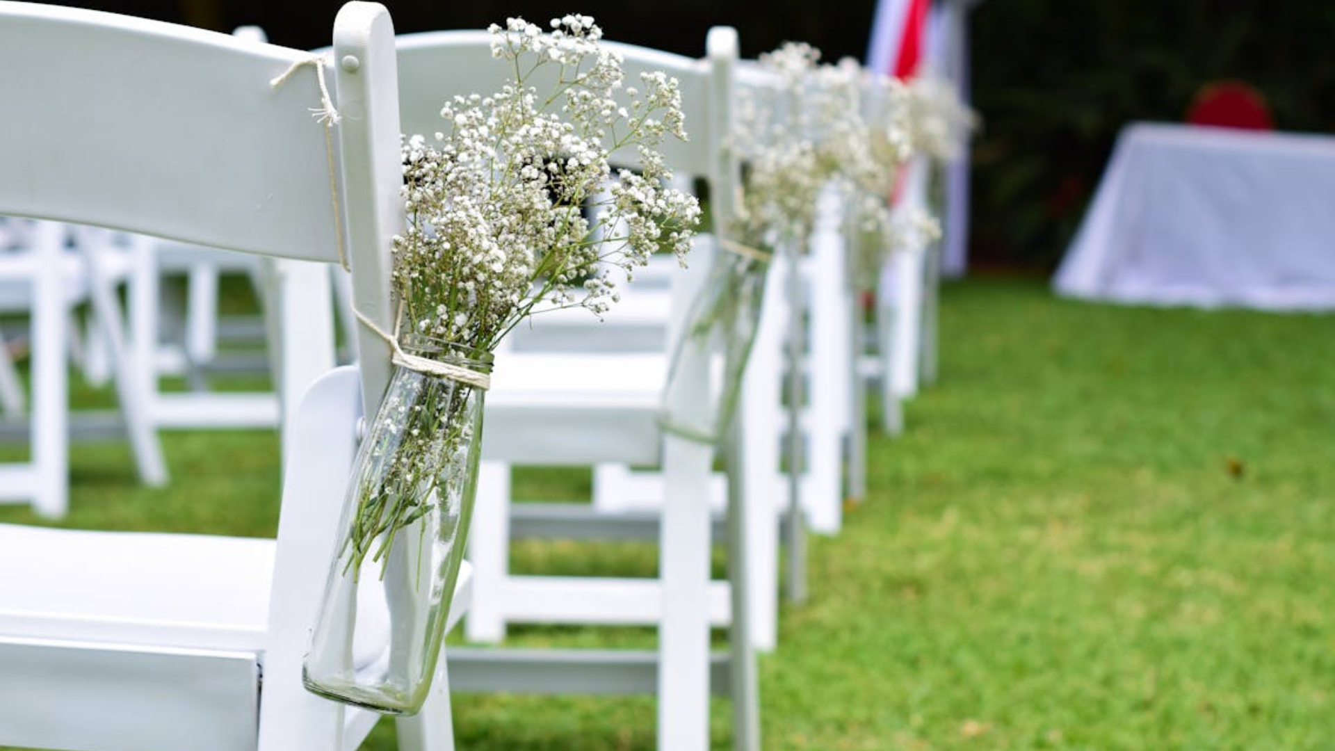 row of chairs on wedding