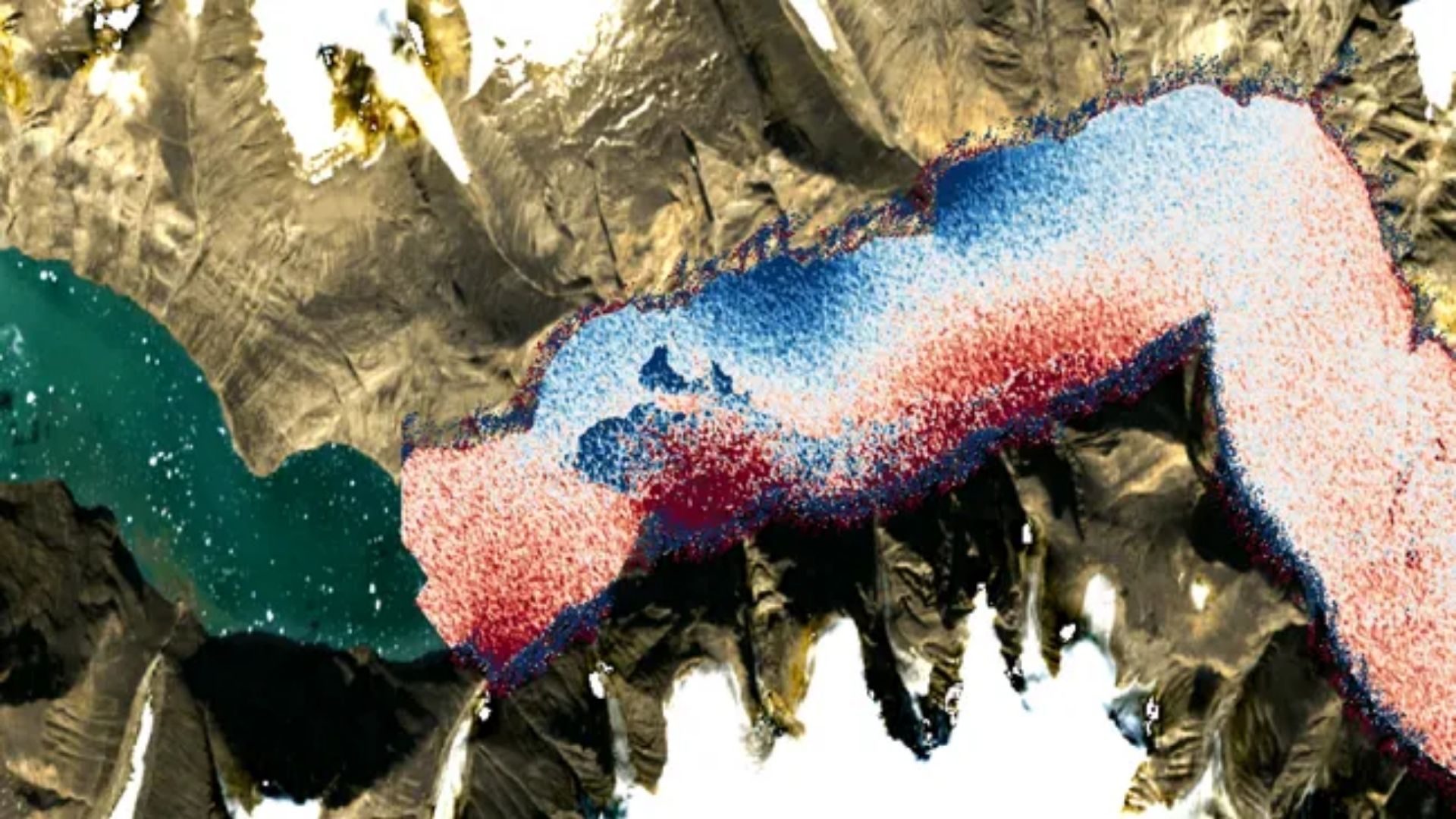 Satellite visualization showing ocean surface disturbances linked to seismic activity