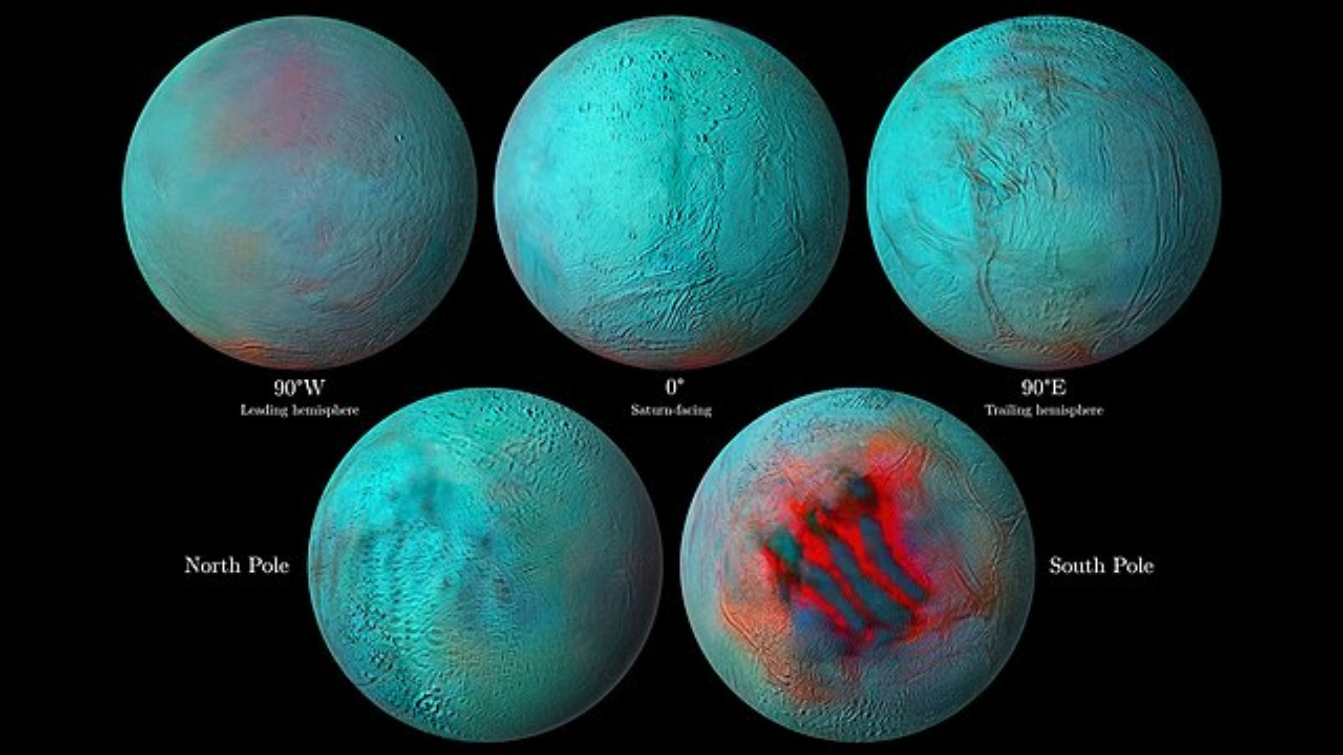 infrared images of Saturn's icy moon Enceladus