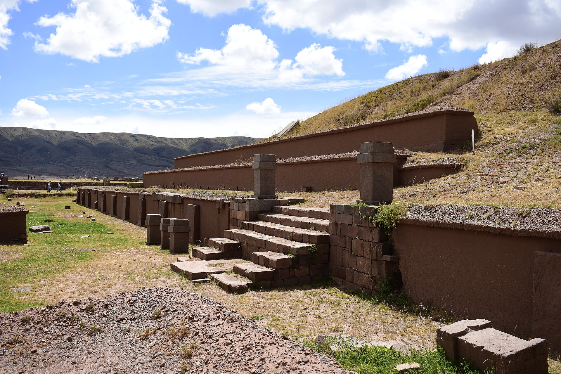 Akapana (Akkapana) is an artificial platform mound (sometimes referred to as a pyramid) at the pre-Columbian archaeological site of Tiwanaku in Bolivia, located in the department of La Paz. 