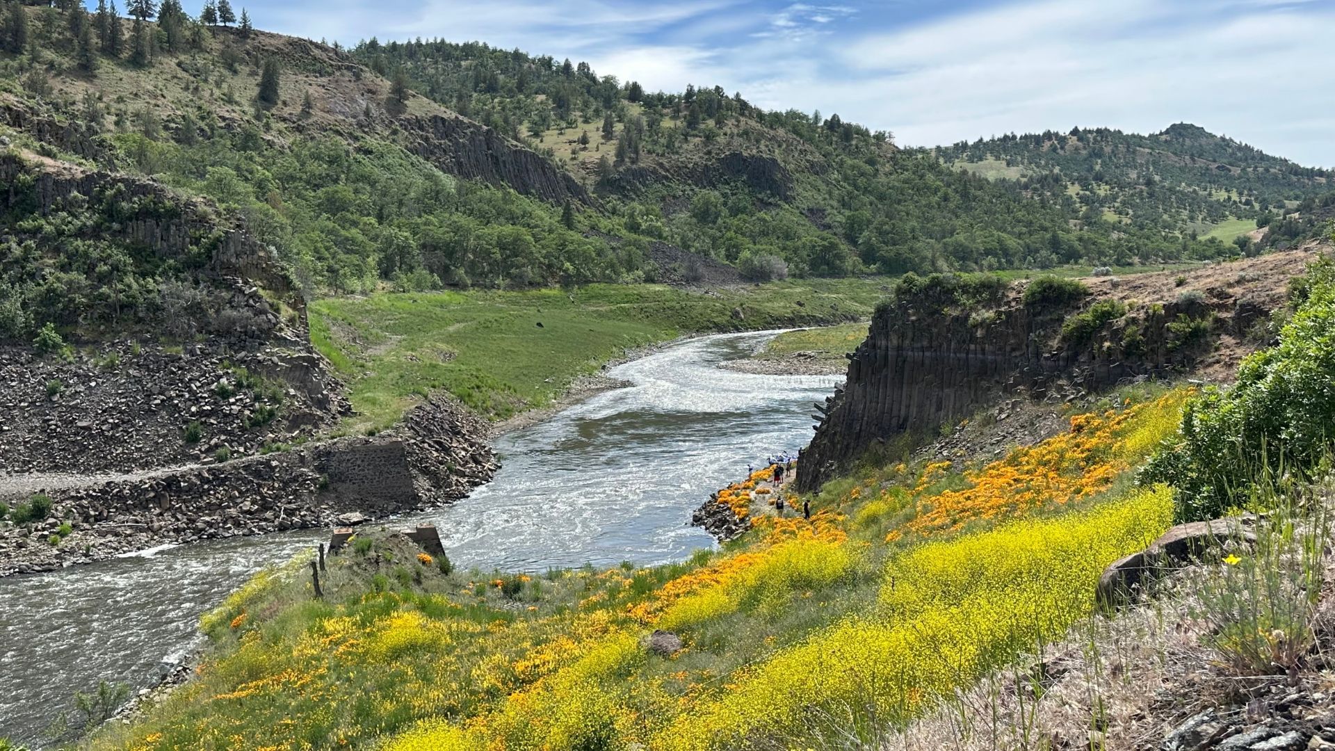 Klamath River near Iron Gate Dam with water flowing through canyon