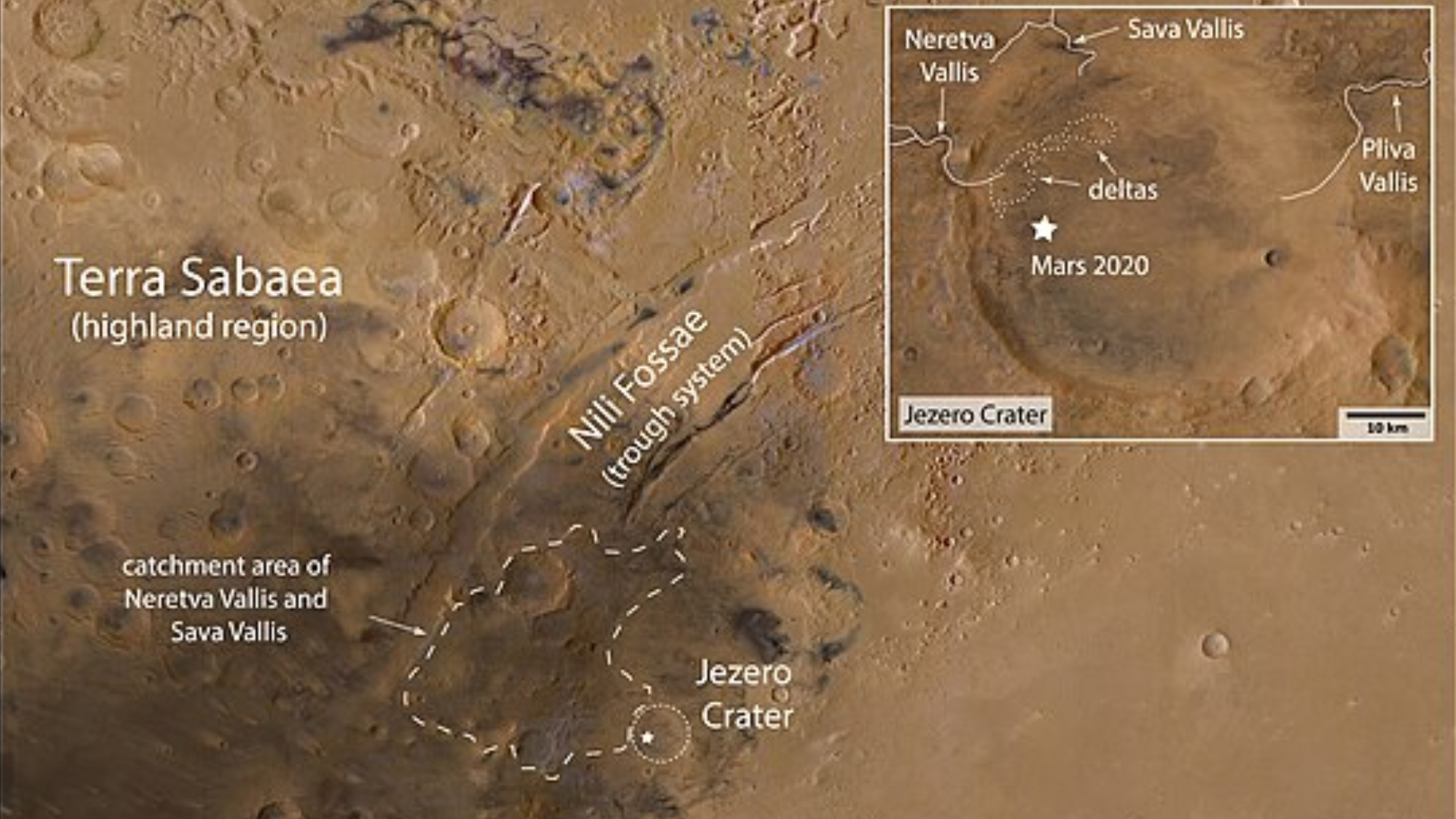 Jezero Crater Image on Mars 2020 Perseverance Rover