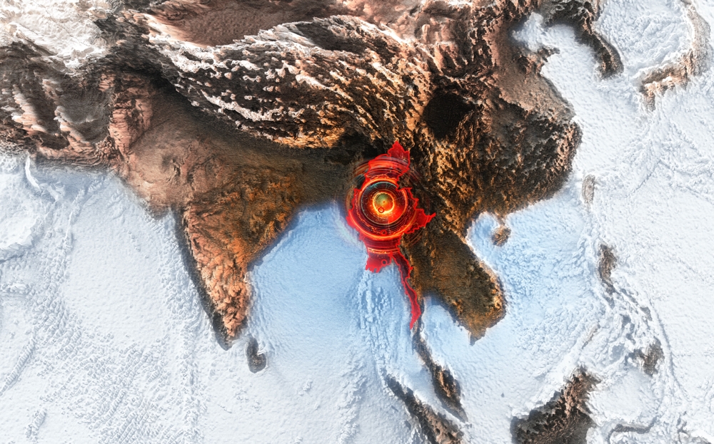Map of seismic impact, destruction zone, affected areas.