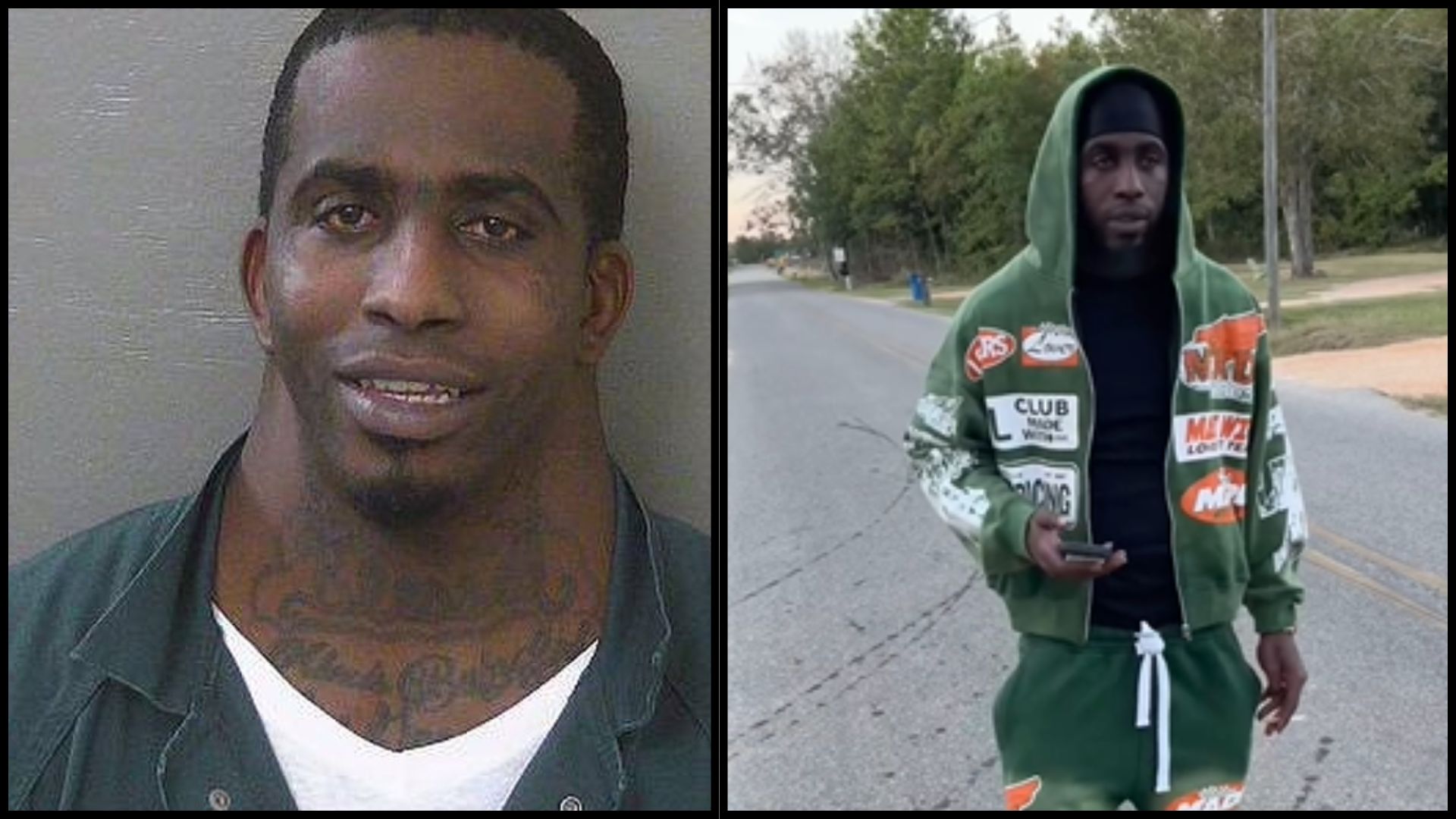 Two photos of Charles McDowell, including a mugshot and him standing on a street in casual clothing.