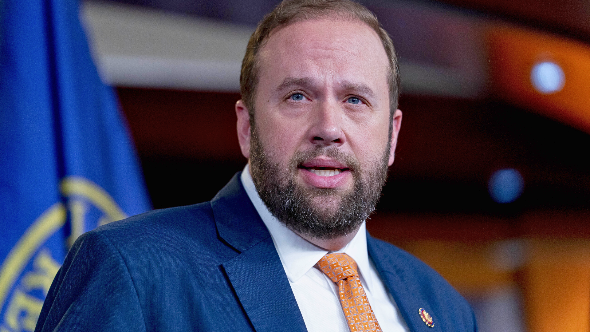 U.S. Representative Jason Smith speaking at a press conference on Capitol Hill.