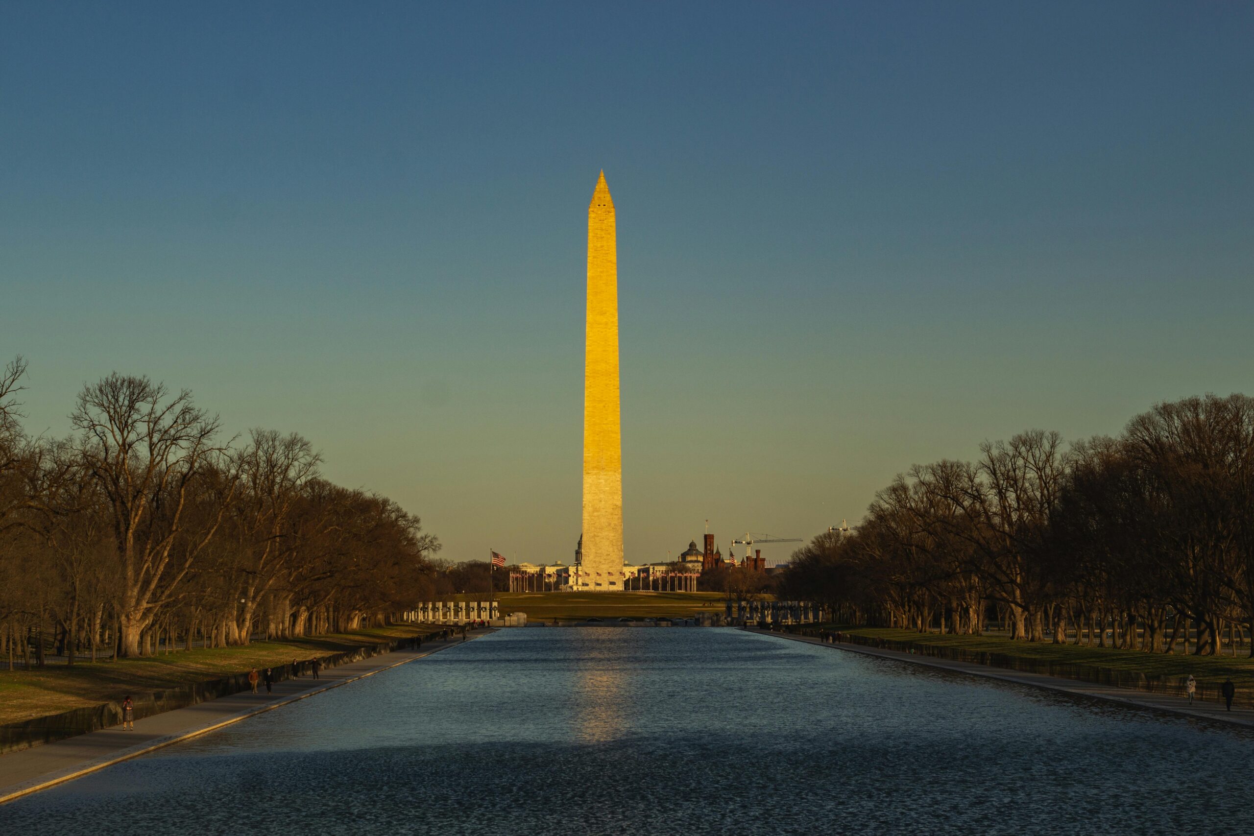 Washington Monument and Reflecting Pool before renovation project in Washington, D.C.