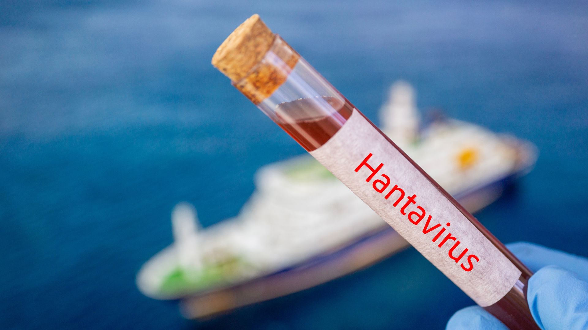 Hantavirus lab sample with a ship in the background.