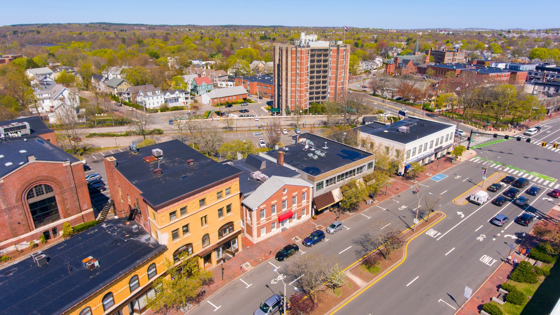 An aerial view of the state of Massachusetts.