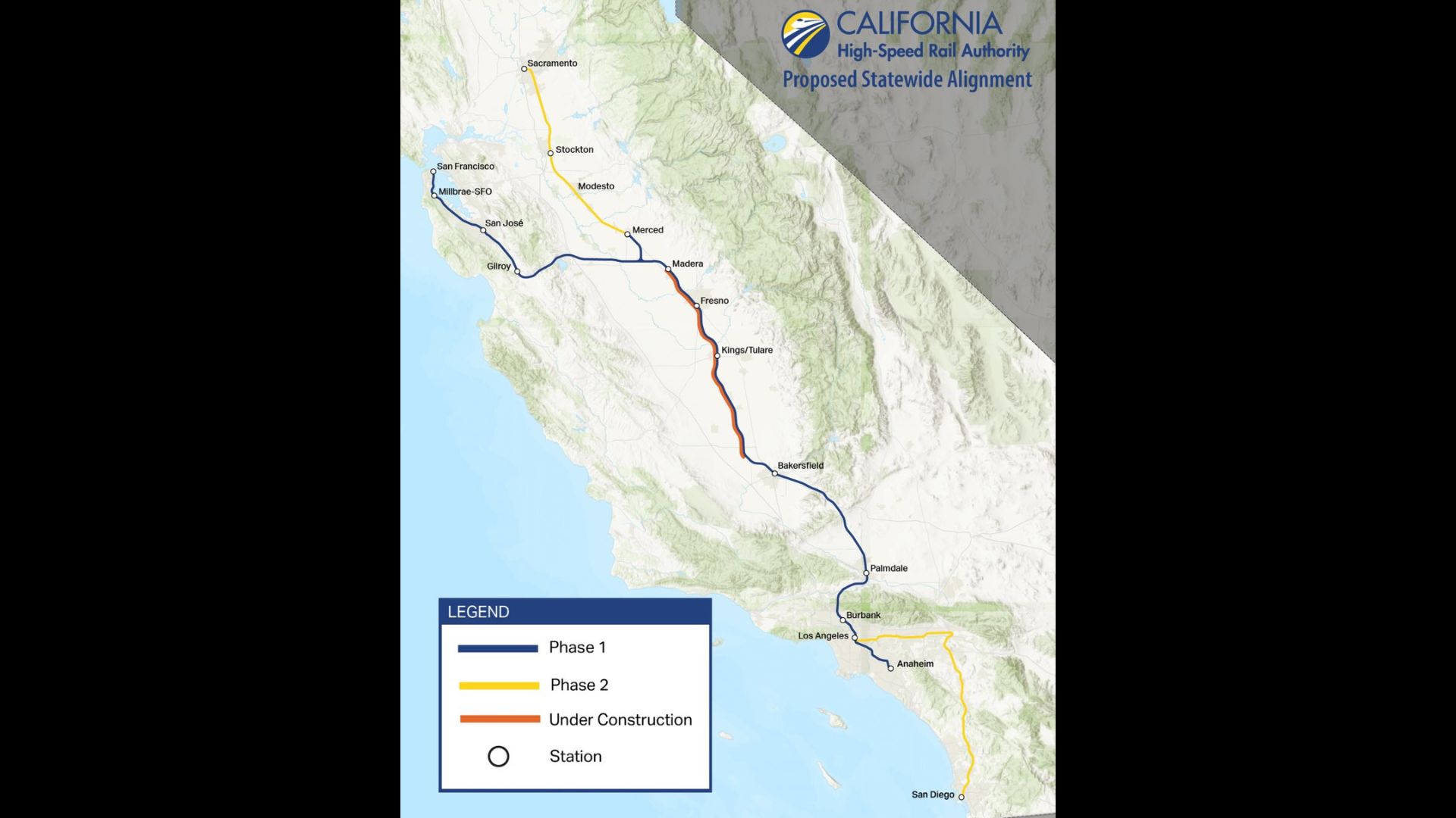 California High Speed Rail Authority proposed statewide alignment map.