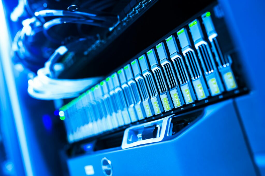 Server racks inside a data center.
