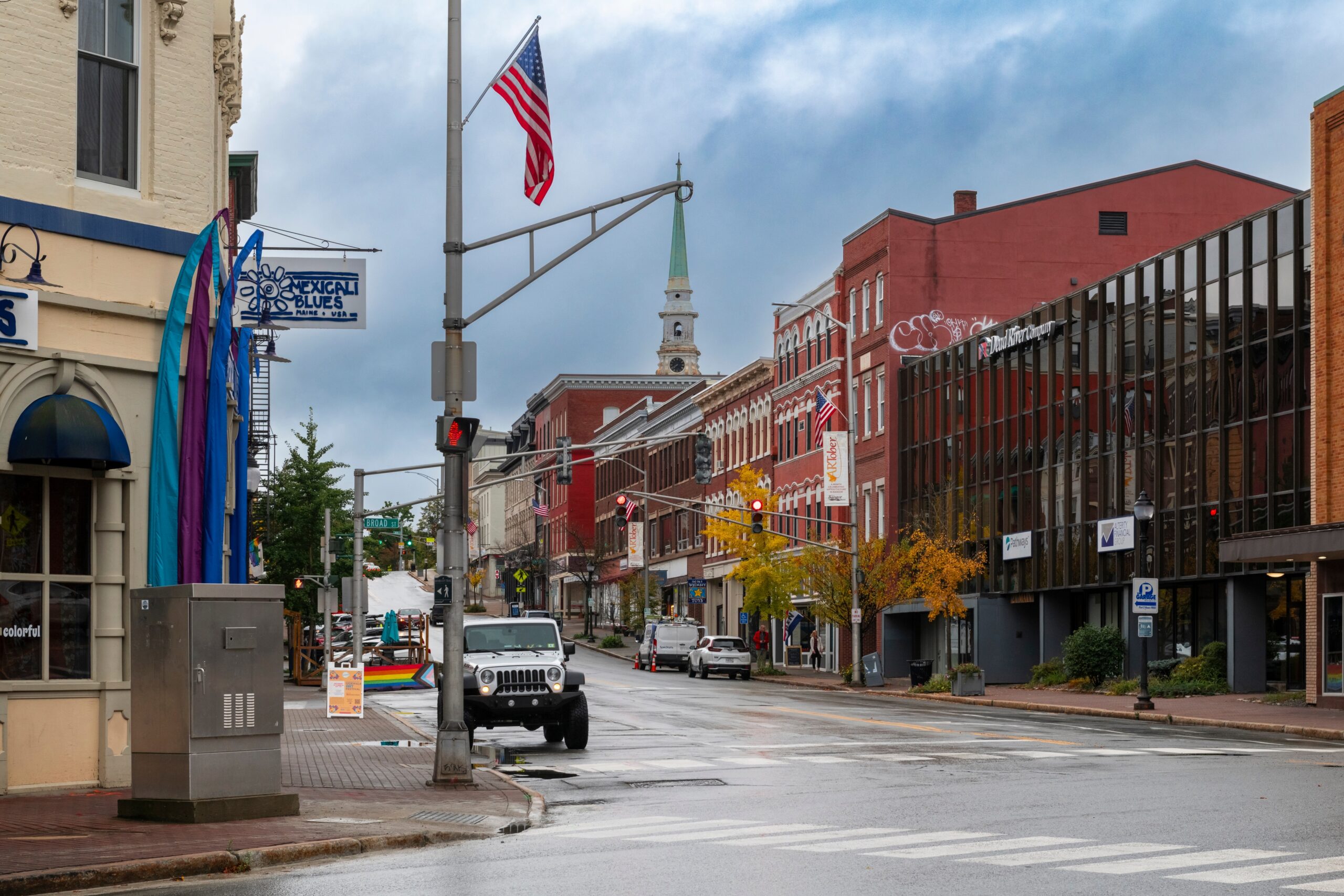 View of a street in Maine, Bangor, USA.