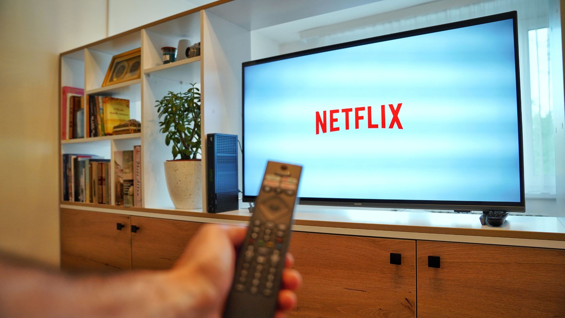 Netflix on the TV screen.
